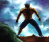Hulk's routing for Wolverine to get struck by lightning.