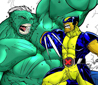 Wolverine doesn't approve of Hulk's white hair.