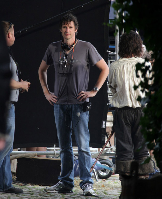 Anderson on set of The Three Musketeers
