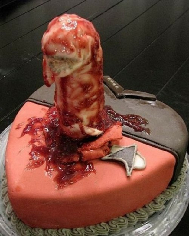 alien cake chest burster red shirt