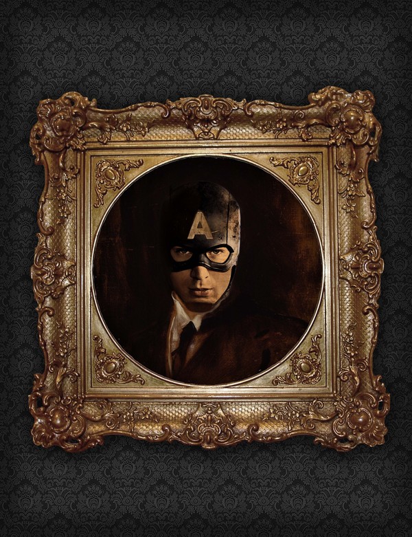 captain america oil painting