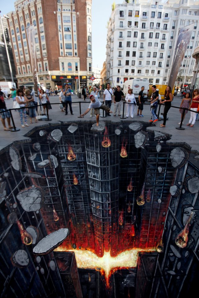 3d dark knight rises street art